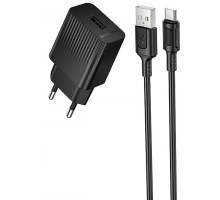 Зарядний пристрій Borofone BAS71A 10.5W 2.1A USB-A з кабелем A-C black PLS-00-00147786