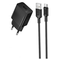 Зарядний пристрій Borofone BAS71A 10.5W 2.1A USB-A з кабелем A-C black PLS-00-00147786