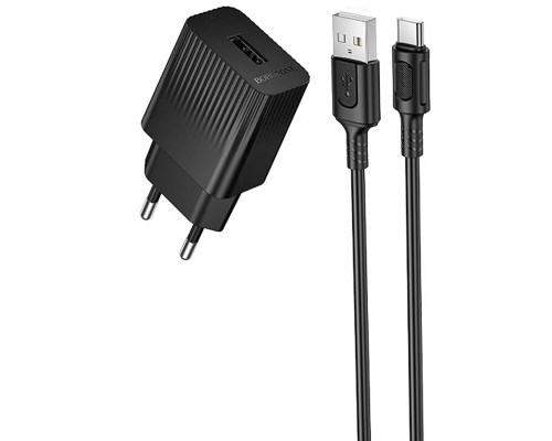 Зарядний пристрій Borofone BAS71A 10.5W 2.1A USB-A з кабелем A-C black PLS-00-00147786