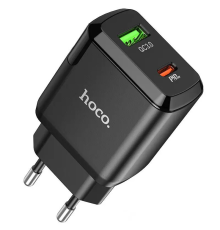 Зарядний пристрій Hoco N5 20W 3A USB-A+USB-C black PLS-00-00066697