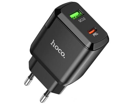 Зарядний пристрій Hoco N5 20W 3A USB-A+USB-C black PLS-00-00066697