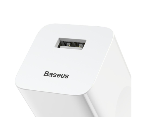 Зарядний пристрій Baseus Wall Charging 24W 3A 1USB-A white PLS-00-00052204