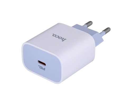 Зарядний пристрій Hoco C76A Plus 20W 3A 1USB-C з кабелем Lightning white PLS-00-00075109