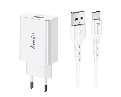 Зарядний пристрій Avantis A425 18W 3A 1USB-A з кабелем Type-C white PLS-00-00091469