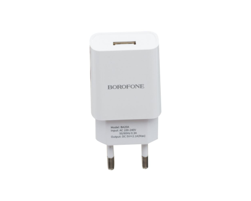 Зарядний пристрій Borofone BA20A 10.5W 2.1A 1USB-A white PLS-00-00054077