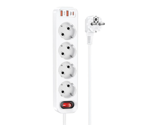 Мережевий фільтр Hoco NS1 20W 1.8м white PLS-00-00098325