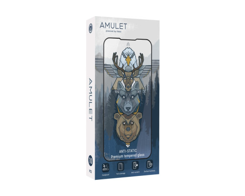 BOX 10 шт Захисне скло AMULET 2.5D HD Antistatic for iPhone 15 Plus/16 Plus Чорний ma34420_3340683