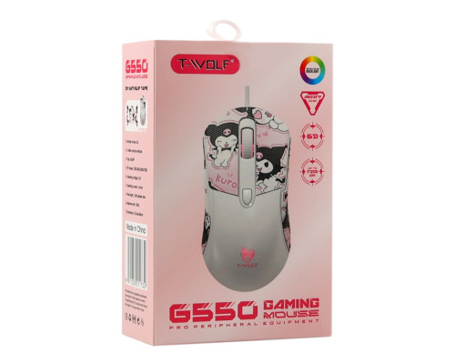 USB Миша Ігрова TWolf G550 Біло-рожевий ma38398_3748139