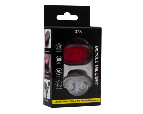 Велоліхтар 078 2LED IPX4 Waterproof 6 Modes Чорний ma36325_2359