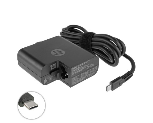 Оригінальний блок живлення для ноутбука HP USB-C 65W (20V/3.25A, 15V/4.33A, 12V/3.75-5A, 10V/3.75A, 9V/3A, 5V/3A), Квадратний, USB3.1/Type-C/USB-C, black (L30757-002) (с мережевим кабелем!) NBB-120707