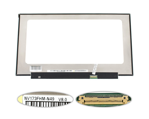 УЦІНКА! Матриця 17.3 NV173FHM-N49 (1920*1080, 30pin(eDP, IPS, 250 cd/m2, кольоропередача 45%), LED, SLIM(без планок та вушок), матова, роз'єм праворуч знизу) для ноутбука