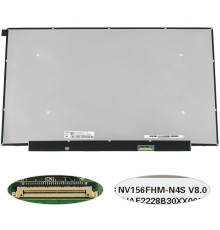 Матриця 15.6" NV156FHM-N4S (1920*1080, 30pin(eDP, 300cd/m2 (!!!), IPS, передачі кольорів: 16.7M, 63% sRGB), LED, SLIM(без планок і вушок), матова, роз'єм справа внизу) для ноутбука NBB-124949