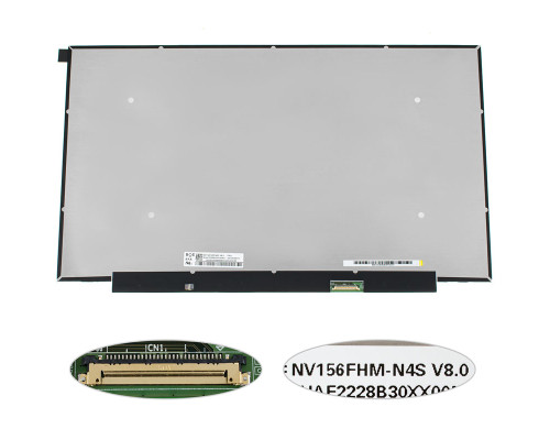 Матриця 15.6" NV156FHM-N4S (1920*1080, 30pin(eDP, 300cd/m2 (!!!), IPS, передачі кольорів: 16.7M, 63% sRGB), LED, SLIM(без планок і вушок), матова, роз'єм справа внизу) для ноутбука NBB-124949