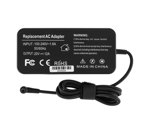 Блок живлення для ноутбука ASUS 20V, 12A, 240W, 6.0*3.7мм-PIN, (Replacement AC Adapter) black (без кабелю!)