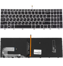 Клавіатура для ноутбука HP (EliteBook: 750 G5, 850 G5) rus, black, silver frame, без джойстика, підсвічування клавіш NBB-134034