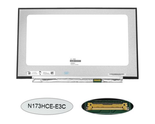 Матриця 17.3" N173HCE-E3C (1920*1080, 30pin(eDP, IPS, 220 cd/m2, кольоропередача 72%), LED, SLIM(без планок та вушок), матова, роз'єм справа внизу) для ноутбука NBB-134092