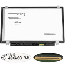 Матрица 14.0" B140XW03 V.0 (1366*768, 40pin, LED, SLIM (вертикальные ушки), матовая, разъем справа внизу) для ноутбука NBB-134150