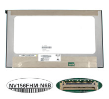 Матриця 15.6" NV156FHM-N6B (1920*1080, 30pin(eDP, IPS, 400cd/m2, 100% sRGB), LED, SLIM(без дод. панелі), матова, роз'єм праворуч внизу) для ноутбука NBB-134232