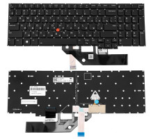 Клавіатура для ноутбука LENOVO (ThinkPad: E16 Gen 1) rus, black, без фрейму, підсвічування клавіш