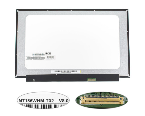 Матриця 15.6" NT156WHM-T02 touch (1366 * 768, 40pin (eDP), LED, SLIM (без планок і вушок), матова, роз'єм справа внизу) для ноутбука NBB-139165