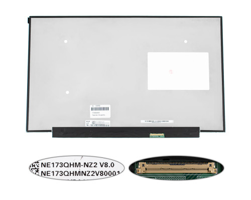 Матриця 17.3" NE173QHM-NZ2 (2560 * 1440, 40pin (eDP, IPS, 240Hz), LED, SLIM (без планок і вушок), матова, роз'єм праворуч внизу) для ноутбука NBB-139760