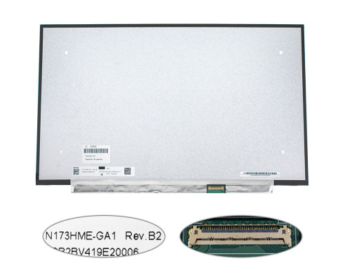 Матриця 17.3" N173HME-GA1 (1920*1920, 40pin(eDP, IPS, 165Hz), LED, SLIM(без планок та вушок), матова, роз'єм справа внизу) для ноутбука NBB-139836