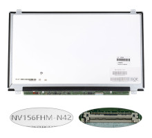 Матриця 15.6 NV156FHM-N42 (1920*1080, 30pin(eDP, 250cd/m2, 85/85/85/85(кути), IPS), LED, SLIM(вертикальні вушки), матова, роз'єм праворуч знизу) для ноутбука (renew) NBB-140399