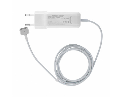 Блок живлення для ноутбука APPLE MagSafe2 14.85V, 3.05A, 45W, White, квадратний, з євро-адаптером (A1436),Т-подібний роз'єм MagSafe2 NBB-41107