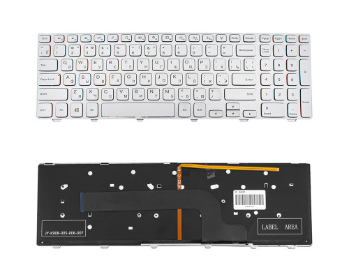 Клавіатура для ноутбука DELL (Inspiron: 7537) rus, silver, підсвічування клавіш, з фреймом NBB-44241