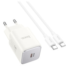 Мережевий Зарядний Пристрій Hoco N43 1USB-C PD/QC 30W GAN Type-C to Type-C Колір Бiлий 6942007620253