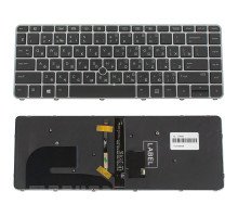 Клавіатура для ноутбука HP (EliteBook: 840 G3) rus, silver frame, підсвічування клавіш, з джойстиком