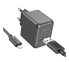 Мережевий Зарядний Пристрій Hoco CS11A 1USB 2.1A+USB to Lightning Колір Чорний 6942007603560