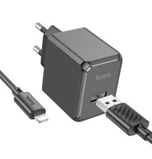 Мережевий Зарядний Пристрій Hoco CS11A 1USB 2.1A+USB to Lightning Колір Чорний 6942007603560