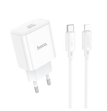 Мережевий Зарядний Пристрій Hoco C76A Pro 1USB-C PD/QC 30W+Type-C to Lightning Колір Бiлий 6942007616317