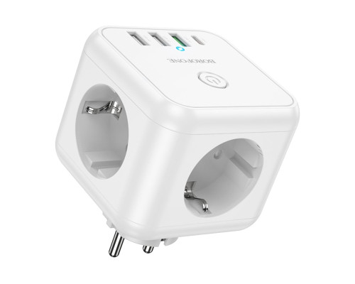 Мережевий Подовжувач Borofone BAC10 (PD20W/1C3A)(EU) Колір Бiлий 6941991114526