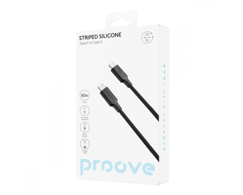 Кабель Proove Striped Silicone Type-C to Type-C 60W (1m) white 2001001957483 6901117530081