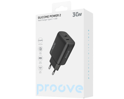 МЗП Proove Silicone Power 2 30W (Type-C + USB) black 2003000258516 6901112388786