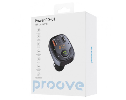 АЗП Proove FM Launcher Power PD-01 2USB+Type-C black