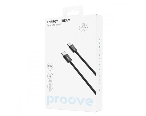 Кабель Proove Energy Streem Type-C to Type-C 60W (1m) black