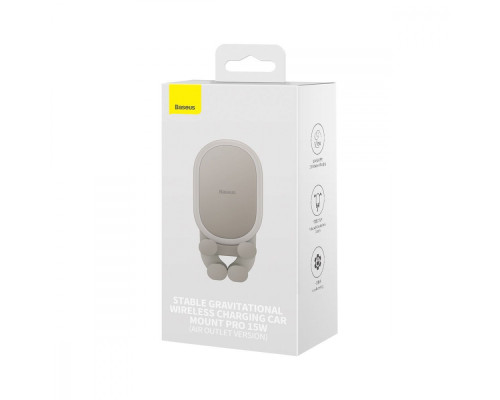 Автомобільний тримач з Бездротовим ЗП Baseus Stable Gravitational Car Mount Pro 15W (Air Outlet Vers black 2001001041854 6932172620264