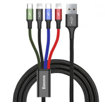 Кабель Baseus Fast 4-in-1 Cable (iP(2)+Type-C+Micro USB) 3.5A (1.2m) black 2003000300178 6953156278486