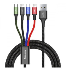Кабель Baseus Fast 4-in-1 Cable (iP(2)+Type-C+Micro USB) 3.5A (1.2m) black 2003000300178 6953156278486