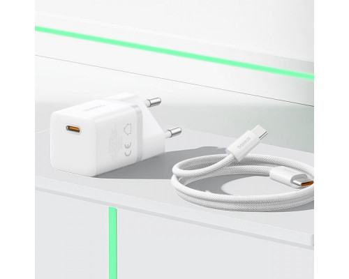 МЗП Baseus GaN5 Mini Fast Charger Type-C 25W (З кабелем Type-C to Type-C 100W 1m) white