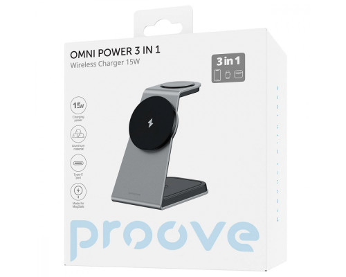 Бездротовий ЗП Proove Omni Power 3 in 1 gray 2001001847166 6901119975842