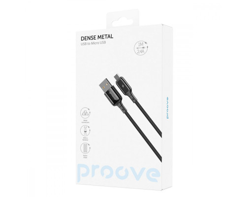 Кабель Proove Dense Metal Micro USB 2.4A (1m) black