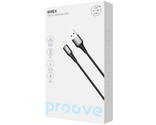 Кабель Proove WireX USB to Lightning 2.4A (1m) black 2003000238693 6901115352142