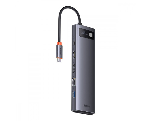 USB-Хаб Baseus Metal Gleam Series 12-in-1 (Type-C to HDMI+USB3.1*2+USB3.0*2+Type-C 3.1+PD+RJ45+SD/TF gray