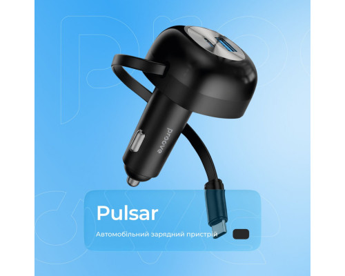 АЗП Proove Pulsar 65W (Type-C + USB) + Retractable Type-C Cable black 2003000317138 6901115552078