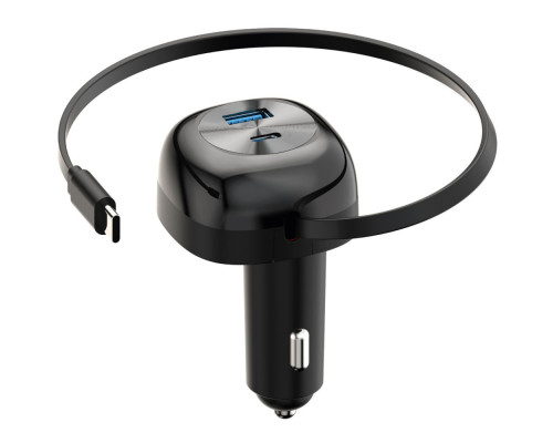 АЗП Proove Pulsar 65W (Type-C + USB) + Retractable Type-C Cable black 2003000317138 6901115552078