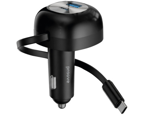 АЗП Proove Pulsar 65W (Type-C + USB) + Retractable Type-C Cable black 2003000317138 6901115552078